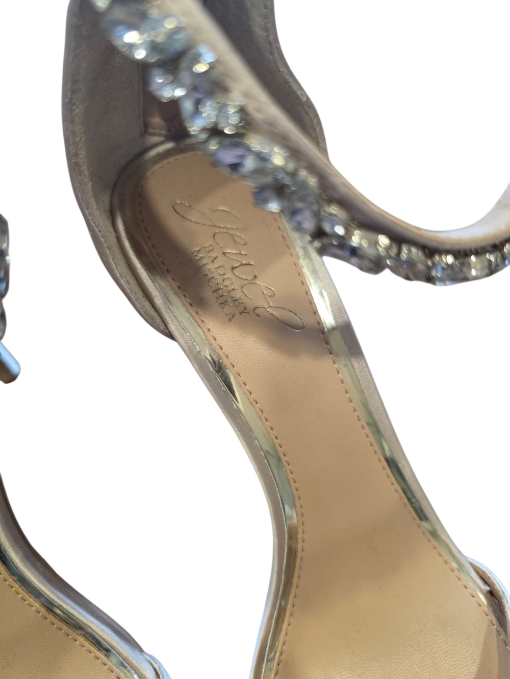 Jewel Badgley Mischka Embellished Ankle Strap Caroline Sandal Champagne 8 - Picture 6 of 8